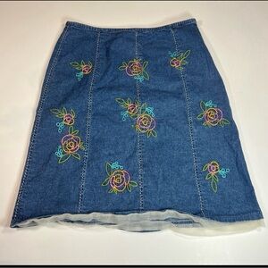 Flower denim skirt
